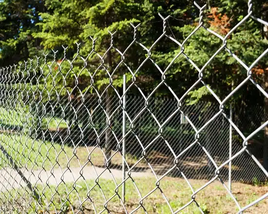 Rust-resistant galvanized chain link fence for security.